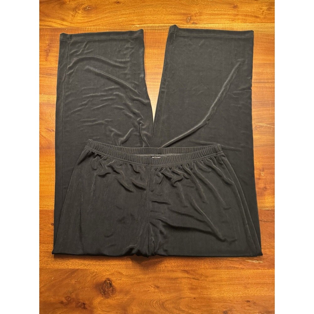 Soft Surroundings Palazzo Wide Leg Pants XL Black Stretch Spandex Slinky Travel